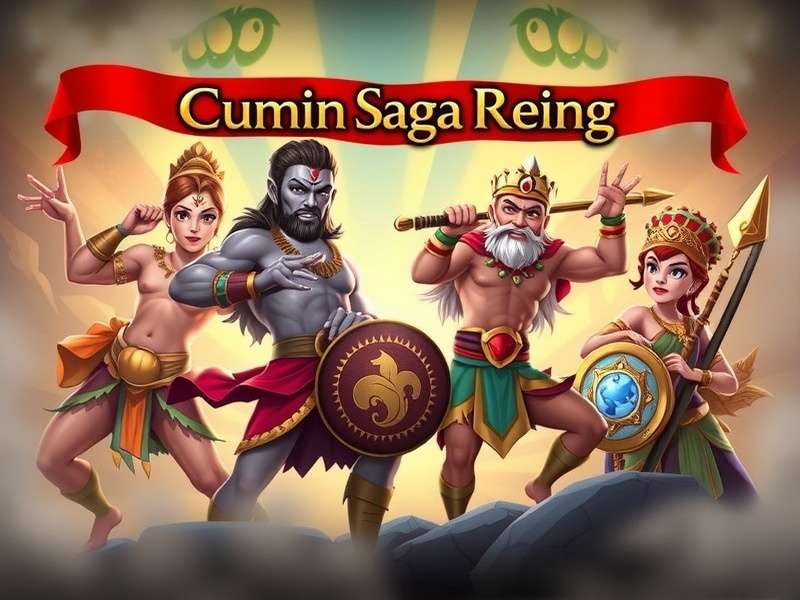 Cumin Saga Reign game banner featuring Indian mythological characters